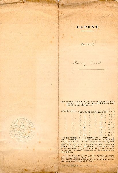 Patentschrift-Rueckseite